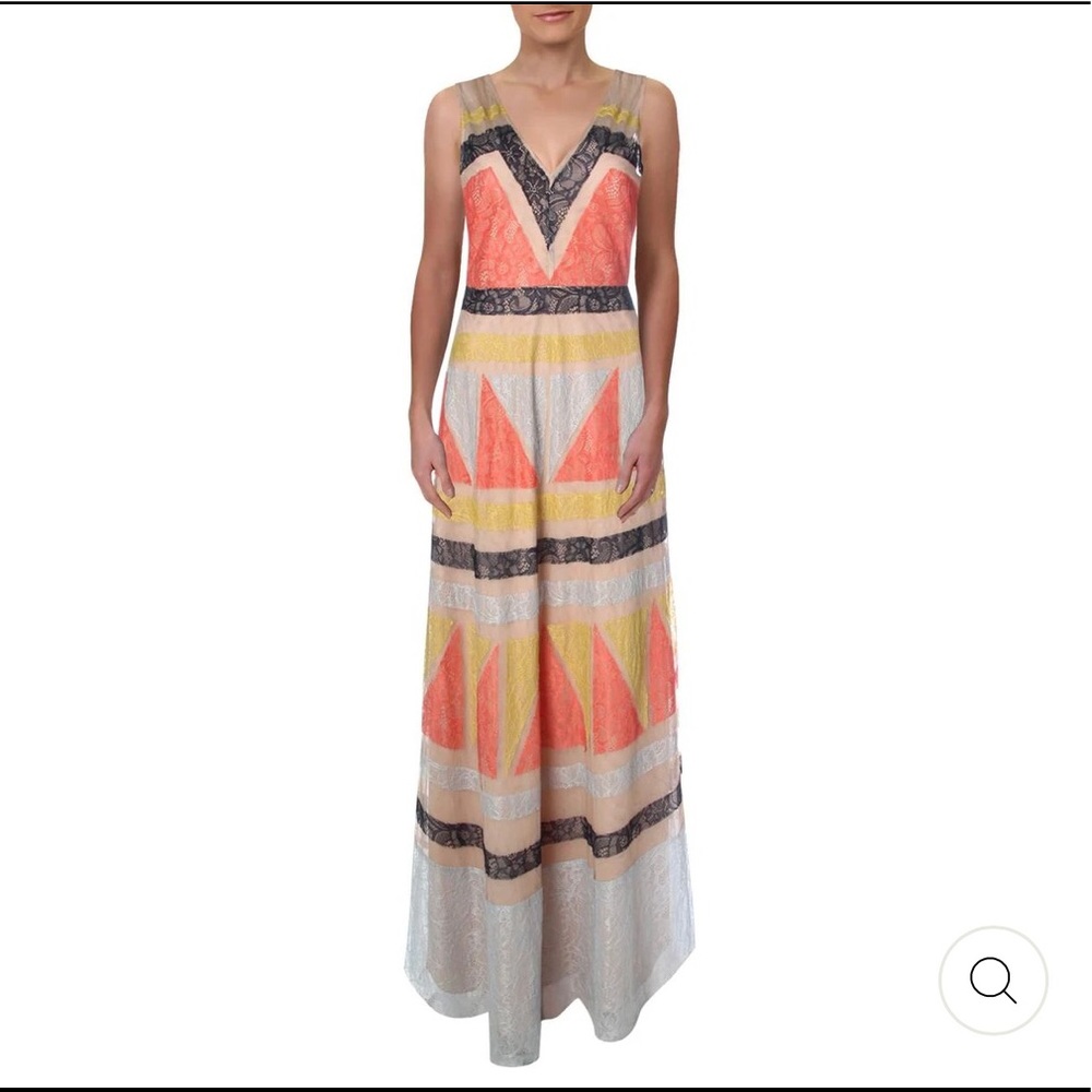 BCBG MAX AZRIA WOMENS LACE SLEEVELESS EVENING DRESS